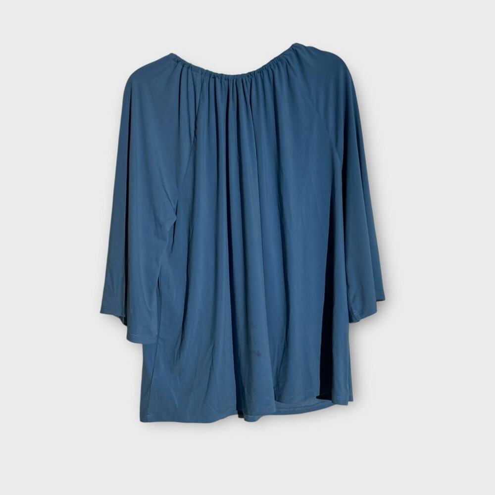 NEW MICHAEL Michael Kors Blue Peasant Keyhole Blouse, 1X - Picture 11 of 13
